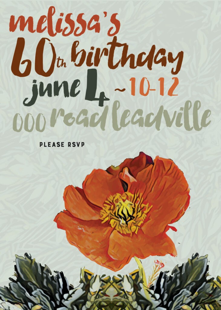 Hand painted poppy invitation for birthday party